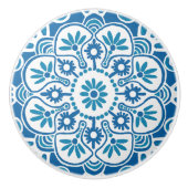 Bouton De Porte En Céramique Médaillon Bleu et blanc Tiroir tirette Ceramic Kno (Devant)