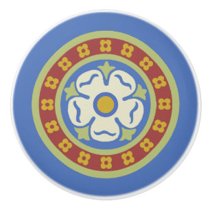 Bouton De Porte En Céramique Médaillon du Rose de la renaissance gothique
