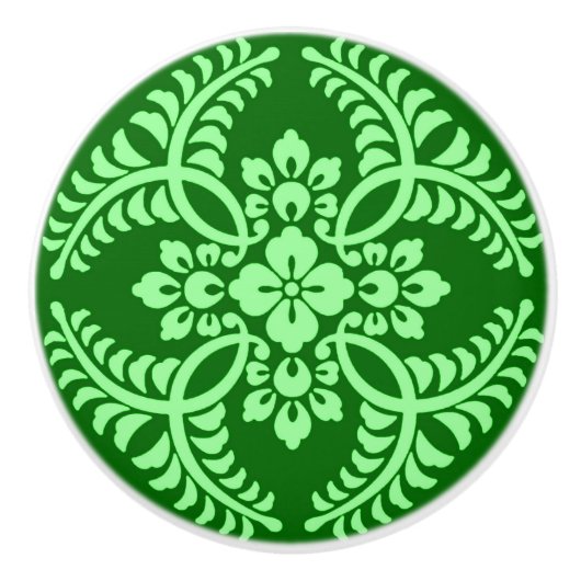 Bouton De Porte En Céramique Médaillon japonais Motif, Jade Green (Devant)