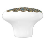 Bouton De Porte En Céramique Médaillon métallique de fleur d'or d'art déco (Côté)