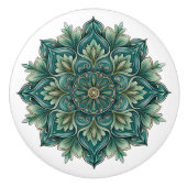 Bouton De Porte En Céramique Médaillon vert Art nouveau (Devant)