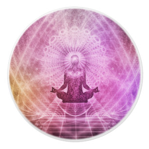 Bouton De Porte En Céramique Méditation du Yoga spirituel Zen coloré