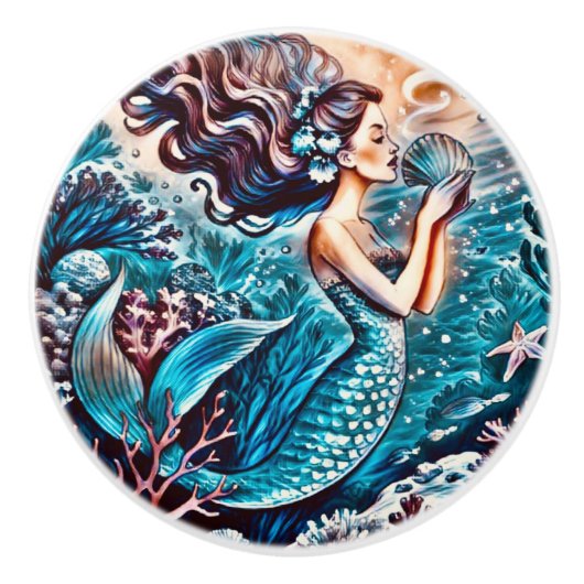 Bouton De Porte En Céramique Mermaid ceramic drawer knobs (Devant)