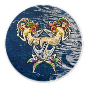 Bouton De Porte En Céramique Mermaids - Design nautique pour les amoureux des o