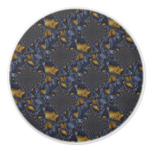 Bouton De Porte En Céramique Métal Moulé or et argent bleu