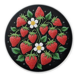 Bouton De Porte En Céramique Metis Fraises de perles autochtones Ceramic Knows