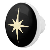 Bouton De Porte En Céramique Mid Century moderne étoile atomique Noir & Crème (Droite)