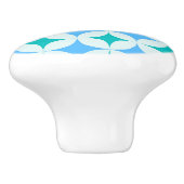 Bouton De Porte En Céramique Mid Century Retro Starbursts Pattern Teal Blue (Côté)