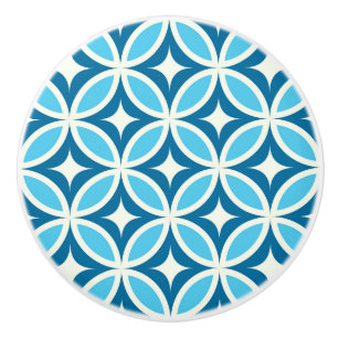 Bouton De Porte En Céramique Mid siècle moderne géométrique Marine bleu