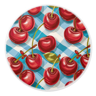 Bouton De Porte En Céramique Mignon Caprice Rétro Milieu de Siècle Cerises & Ca