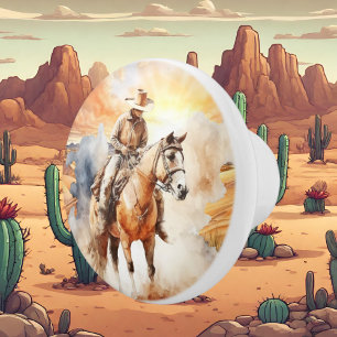 Bouton De Porte En Céramique mignon désert cactus cheval équitation cowboy