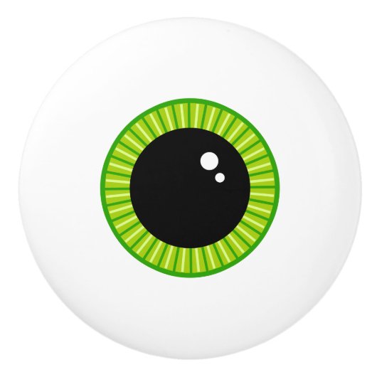 Bouton De Porte En Céramique Mignonne Eyeball Vert Funny (Devant)