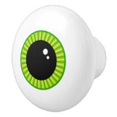 Bouton De Porte En Céramique Mignonne Eyeball Vert Funny (Droite)