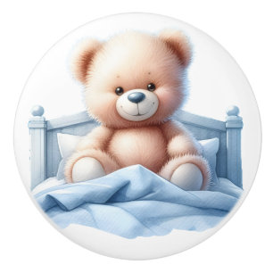 Bouton De Porte En Céramique Mignonne ours en peluche dans le lit, Mobilier pou