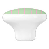 Bouton De Porte En Céramique Mint green and pink stripes ceramic pull knob  (Côté)
