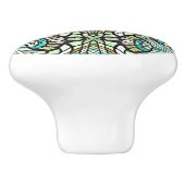 Bouton De Porte En Céramique Mint Vert Turquoise Hip Bohemian Bali Art Motif (Côté)
