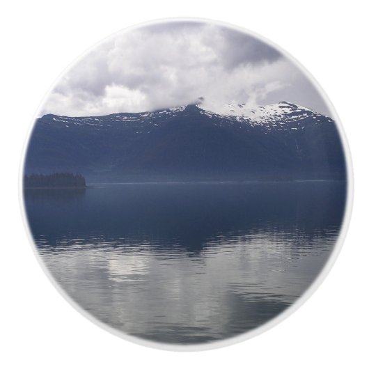 Bouton De Porte En Céramique Misty Alaskan Sea dans les tons bleu (Devant)