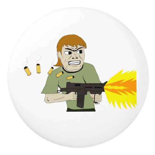 Bouton De Porte En Céramique mitrailleuse (Devant)