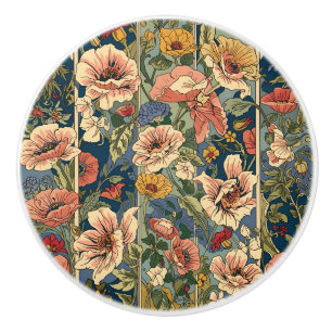 Bouton De Porte En Céramique Modèle Art nouveau de coquelicots floraux de Willi