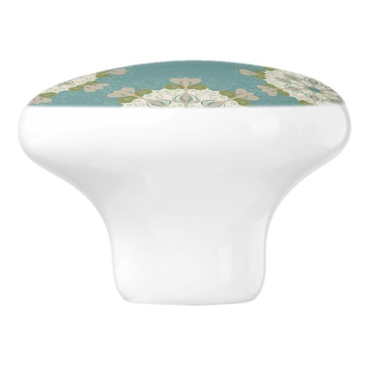 Bouton De Porte En Céramique Modèle Damas avec éléments abstraits (Côté)