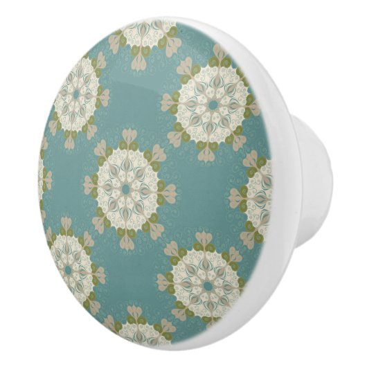 Bouton De Porte En Céramique Modèle Damas avec éléments abstraits (Droite)