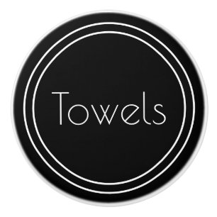 Bouton De Porte En Céramique Modèle de texte simple en noir et blanc 