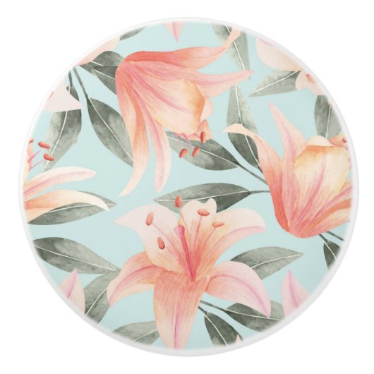 Bouton De Porte En Céramique Modèle floral (Devant)