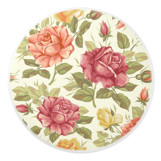 Bouton De Porte En Céramique Modèle floral (Devant)