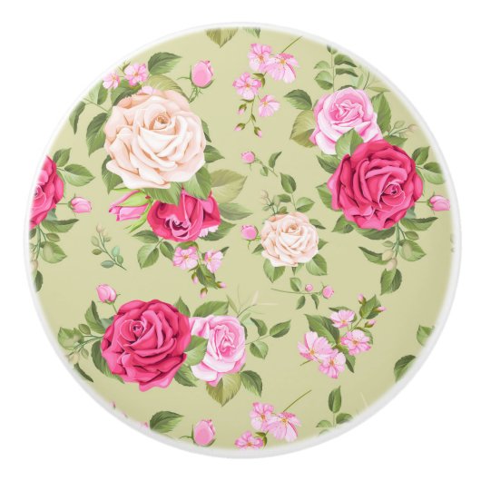 Bouton De Porte En Céramique Modèle floral (Devant)