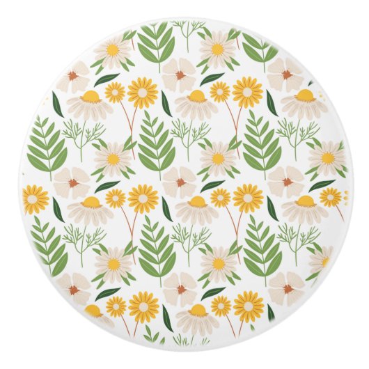 Bouton De Porte En Céramique Modèle floral (Devant)