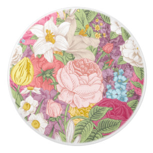 Bouton De Porte En Céramique Modèle floral