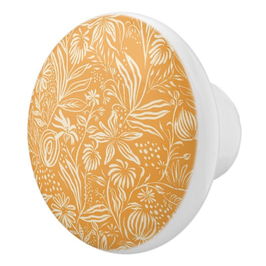Bouton De Porte En Céramique Modèle floral préféré en Jaune doré, (Droite)