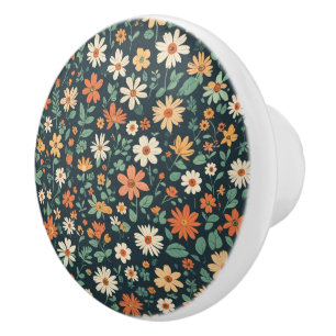 Bouton De Porte En Céramique Modèle floral simple