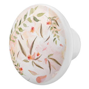 Bouton De Porte En Céramique Moder Aquarelle Laver Doux Falling Pétales Flower