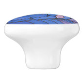 Bouton De Porte En Céramique Modern Blue Pink Leaf Ceramic Pull (Côté)