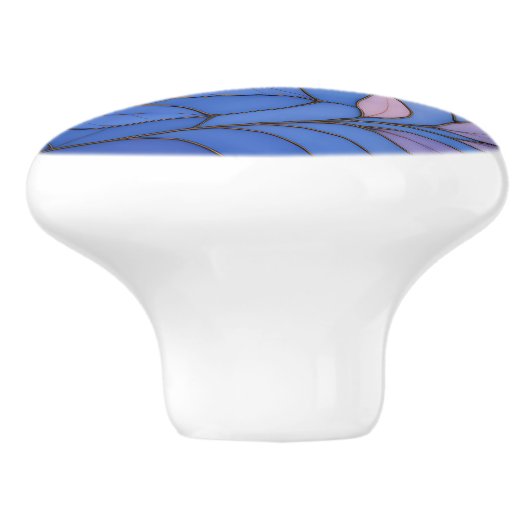 Bouton De Porte En Céramique Modern Blue Pink Leaf Ceramic Pull (Côté)