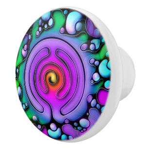 Bouton De Porte En Céramique Modes de vie - Motif d'art neurographique 2