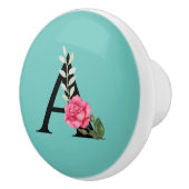 Bouton De Porte En Céramique Monogram Initial Letter A dans le rose blanc (Droite)