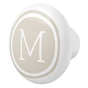 Bouton De Porte En Céramique Monogramme beige poignet personnalisé