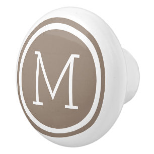Bouton De Porte En Céramique Monogramme Brown Mocha Fuseau de tiroir personnali