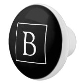 Bouton De Porte En Céramique Monogramme classique simple | Texte noir et blanc (Droite)