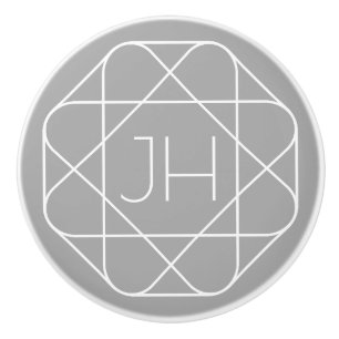 Bouton De Porte En Céramique Monogramme Cool, Style de Logo Hip Vibe Gris & B