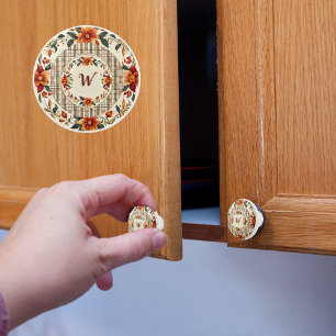 Bouton De Porte En Céramique Monogramme des couleurs d'automne