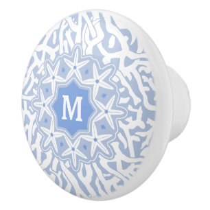 Bouton De Porte En Céramique Monogramme d'étoiles de mer de récif coralien de
