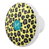 Bouton De Porte En Céramique Monogramme Empreinte de léopard gris jaune (Droite)