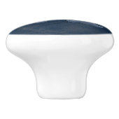 Bouton De Porte En Céramique Monogramme en cuir bleu rustique (Côté)