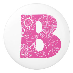 Bouton De Porte En Céramique monogramme floral B lettre majuscule