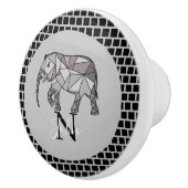 Bouton De Porte En Céramique Monogramme Graphique mignon Eléphant Noir personna (Droite)