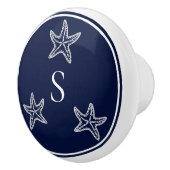 Bouton De Porte En Céramique Monogramme Marine Bleue Bleu Starfish Plage C (Droite)