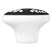 Bouton De Porte En Céramique Monogramme noir et blanc élégant (Côté)